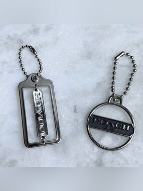 Coach Silver Metal Hangtag Set -
Spinner & Circle Medallion Charm